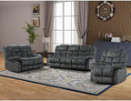 CANMOV Manual Reclining Sofa Set, 3 Pieces Sofa Set, Manual Recliner Chair, Reclining Loveseat and 3-Seat Sofa for Living Room, Furniture Set, Grey(1+2+3)