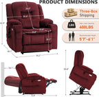 EONIX Lay Flat Power Lift Recliner Chair with Heat and Massage, Dual Motor Electric Lift Chair for Elderly for Postoperative Recovery, 400lbs Heavy Duty, Cup Holders, Lumbar Pillow, Burgundy