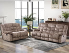 CANMOV Manual Reclining Sofa, 3 Seat Recliner Sofa with Armrest and Overstuffed Backrest, Couch Set for Living Room, Bedroom, Office, Light Brown