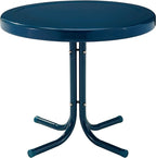 Crosley Furniture Griffith Weather Resistant Retro Metal Outdoor Side Table for Patio, Deck, Porch, Navy