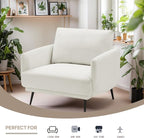Mid-Century Accent Chair,Modern Oversized Armchair for Living Room,Comfy Upholstered Reading Accent Chairs for Bedroom,Single Sofa Chair (White-1PACK)