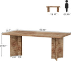 Tribesigns 63-inch Executive Desk, Vintage Home Office Computer Desk with Large Tabletop, Farmhouse Wood Writing Conference Table Workstation for Office, Study, Light Oak Brown