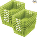 Really Good Stuff Large Plastic Book Baskets, 13" x 10" x 5" - 12 Pack, Green - Classroom Library Organizer, Toy Storage, Multi-Purpose Organizer Basket