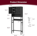 Over The Toilet Storage Cabinet - Bathroom Shelves Above Toilet Freestanding Organizer Shelf with Doors Narrow Floor Stand Rack Farmhouse Wood 71" Tall, Black