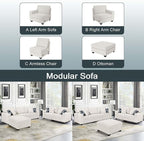 Legend Vansen Modular Sectional Sofa U Shaped Couch with Ottoman Modern Reversible Corner Sectional Couch for Living Room (Cream, 2+3 with Ottoman)