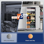 Yizosh Metal Garage Storage Cabinet with Locking Doors and Adjustable Shelves,- 75" Rolling Steel Tool Cabinet for Home Office,Garage,Warehouse