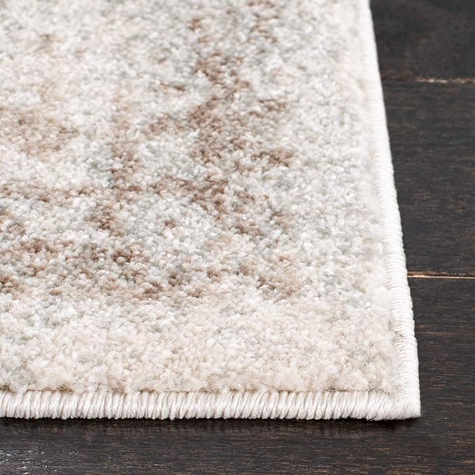 SAFAVIEH Evoke Collection Area Rug - 6'7" Square, Ivory & Taupe, Distressed Design, Non-Shedding & Easy to Clean, Ideal for Living Room, Bedroom, Dining Space (EVK256E)