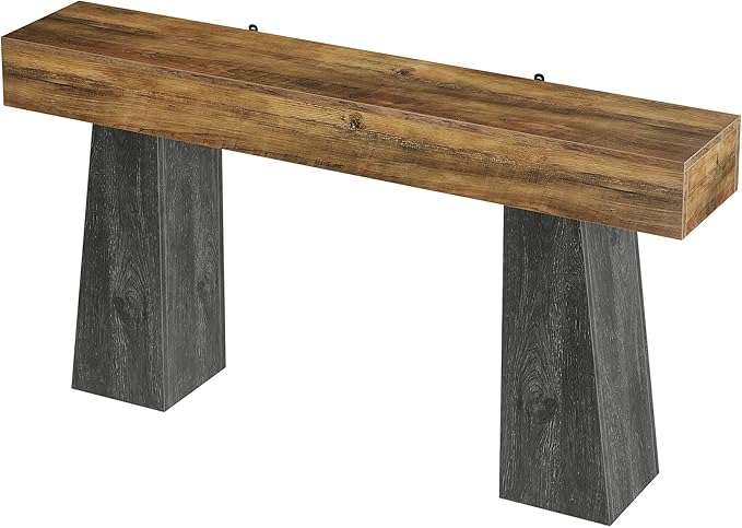 Tribesigns Farmhouse Entryway Table, 63-Inch Long Wooden Sofa Console Table, Rustic Console Behind Couch with Double Trapezoid Bases for Entrance Living Room Hallway