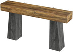 Tribesigns Farmhouse Entryway Table, 63-Inch Long Wooden Sofa Console Table, Rustic Console Behind Couch with Double Trapezoid Bases for Entrance Living Room Hallway