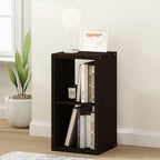Furinno CUBICLE Book Shelf, 2-Cube Thick Frame Bookshelf, Horizontally & Vertically Reversible Bookcase with Open Back, 14.6 x 15.9 x 30, for Living Room, Bedroom, Home Office, Black Dark Oak