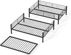 Full XL Over Queen Bunk Bed with Trundle, Heavy-Duty Metal Bunk Bed w/Full-Length Guardrail & EVA Padded Ladder, Convertible to 3 Separate Beds for Adults, Teens, Noise-Free, Black