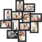SONGMICS 4x6 Collage Picture Frames, 12-Pack Photo Collage Frame for Wall Decor, Glass Front, Assembly Required, Christmas Gift, Ink Black URPF22BK