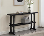 chairus 59" Long Console Table Farmhouse Narrow Sofa Table with Crossbar Solid Wood Entryway Table for Living Room/Hallway/Entrance, Black