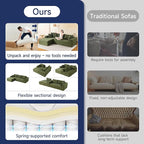 2025 New 108" Cloud Couch Sectional, Modular Sectional Sofa with L-Shaped Chaise, Deep Seat Sectional Modular Couch for Living Room, No Assembly Required (Green, Left Facing Chaise)