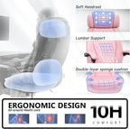 400lbs Office Chair with Foot Rest, Ergonomic Big and Tall Office Chair with Adjustable Headrest, High Back PU Leather Computer Chair,Comfy Heavy Duty Office Desk Chair (Classic Pink)