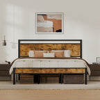 Z-hom Upgraded King Size Bed Frame, Heavy Duty Metal Sturdy King Bed Frame with Modern Wood Headboard & Footboard, Stable Platform Bed Furniture Bed Storage, No Noise, No Box Springs, Vintage Brown