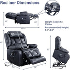 MAEVIS Large Genuine Leather Power Lift Recliner Chair, Dual Motor Recliner for Elderly,Extended Footrest and Lumbar Pillow for Tall Man,with Heat and Massage, USB and Type-C Ports(Deep Blue)