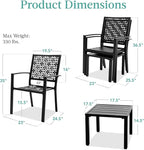 Best Choice Products 3-Piece Outdoor Bistro Set, Stackable Modern Steel Furniture for Porch, Garden w/ 2 Chairs, Table, Geometric Decor - Black