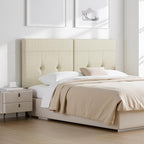Headboard Queen Size Upholstered Linen, Queen Headboard with Sturdy Metal Legs, Tufted Upholstery Design Headboards with Adjustable Width & Height (Linen)