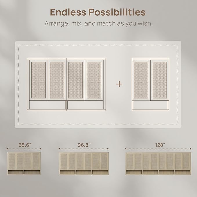 SICOTAS Rattan Shoe Storage Cabinet - Modular Shoe Cabinets with Door Tall Large Shoe Cabinet Storage for Entryway - 31.2" Wide Modular Cabinet for Hallway, Living Room