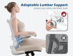TRALT Ergonomic Office Chair - Desk Chair with Adjustable Lumbar Support Computer Chair - Mesh Comfy Chair with Flip-up Armrests - Gaming Chairs for Adults Home Office (Leather, Beige)