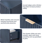 LEYAOYAO Fluted 6 Drawers Dresser Set of 2, 48" Wide Modern Chest of Drawers with Wood Grain Top, Curved Profile Design, Dresser TV Stand, Wooden Drawer Organizer for Bedroom, Living Room,Hallway,Blue