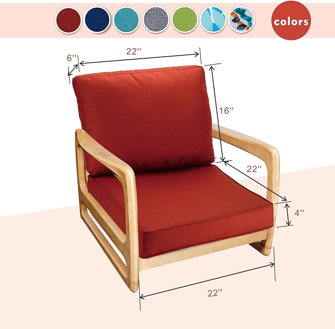 JMGBird Outdoor Chair Cushion Tufted Pillow, Deep Seat Chair Cushion Set 22"x22" Outdoor Cushions for Patio Furniture