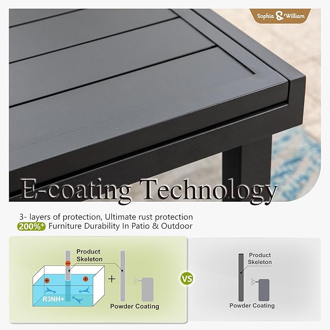 Sophia & William 9 Pieces Expandable Patio Dining Set, Extendable Rectangular Patio Table and Chairs Set for 8, Metal Outdoor Table and Rattan Chairs, All Weather Outdoor Dining Set