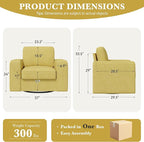 36'' Width Wide Swivel Accent Sofa Chair Set of 2, 360 Degree Rotation Oversized Wingback Armchair Linen Fabric Single Thick Cushion Soft Living Room, Office Yellow