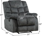 CANMOV Manual Recliner Chair, Single Reclining Sofa with Overstuffed Backrest and Armrest for Living Room, Bedroom Furniture, Grey
