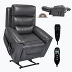 PELUMY Power Lift Recliner Chair for Elderly with Massage and Heat, Dual Motor Heavy Duty 350lbs Recliner, 8-Point Vibration & Lumbar Heating, Electric Lift Chair (Breathable Leather, Dark Grey)