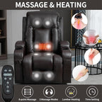PELUMY Manual Lift Recliner Chair for Elderly with Massage & Heat, Oversized Heavy Duty 350 lbs Recliner with Cup Holders & USB Ports, Infinite Positioning Lift Chair (Breathable Leather, Dark Brown)