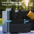 NICESOUL 13 Piece Outdoor Wicker Furniture with Firepit and Chaise Lounge, Big Heavy Weight Full Size Outdoor Set with Loungers, 10-Seats Patio Sectional Seating Group for Pool, Back Yard, Grey&Black