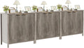 Sideboard Buffet Cabinet Set of 3, 31" Storage Cabinet with 2 Doors and Adjustable Shelves, Sideboard Console for Dinning Room, Kitchen and Living Room - Grey