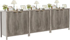 Sideboard Buffet Cabinet Set of 3, 31" Storage Cabinet with 2 Doors and Adjustable Shelves, Sideboard Console for Dinning Room, Kitchen and Living Room - Grey