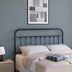 Vintage Metal Headboards, Adjustable Height Iron Frame, Farmhouse Rustic Style, Elegant and Durable Design, Easy Assembly, Universal Fit for Kids & Adults, King Size, Black Finish