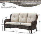 HUMMUH Outdoor Furniture Set 6 Pieces Patio Furniture Wicker Outdoor Sectional Sofa with Swivel Rocker Chairs,Side Table,Outdoor Ottomans for Patio