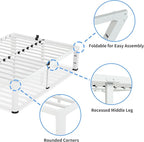 18 Inch Full Size White Bed Frame, 3500Lbs Heavy Duty Metal Platform with Round Corner Legs Mattress Slide Stopper, Steel Slat Support No Box Spring Needed, Noise Free, Non-Slip, Easy Assembly