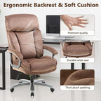 CLATINA Big and Tall Executive Office Chair, Extra Wide Seat, 800 LBS Capacity Heavy Duty Ergonomic Cloth Desk Chair with Wheels and Padded Armrests, High Back Fabric Computer Task Chair, Brown