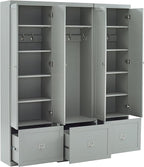 Crosley Furniture Harper 3-Piece Hall Tree and Storage Cabinet Set with Entryway Bench and Hooks for Hanging, Gray