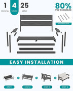 SERWALL Outdoor Loveseat, Grey Frame and Khaki Cushion