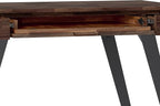 SIMPLIHOME Lowry Small Desk - 44-Inch Wide Solid Acacia Wood and Metal Writing Desk in Distressed Charcoal Brown, Modern Industrial Home Office Table with 2 Drawers and Flip-Down Keyboard Tray