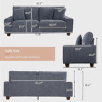 DOPEDIO Modern Loveseat Sofa for Living Room,Chenille Recliner, Removable Cover, Spring Cushions, Solid Wood Frame, Easy Assembly for Small Spaces (71.25inch，Blue)
