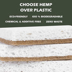 Plant-Based Kitchen Sponges - FSC Certified and PETA Approved, Natural, Eco-Friendly, Biodegradable Sisal Hemp Sponges for Dishes, Cleaning Sponge for Kitchen, Bathroom, Household - 12 Count