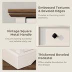 Farmhouse 6 Drawer Dresser, 48" Tall White Dresser with Natural Texture & Metal Handles, Storage Drawer Chest for Bedroom, Living Room, Hallway, Vintage Design (Antique White)
