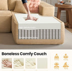 104" Cloud Sectional Couch with Chaise, Boneless L-Shaped Cloud Couch with Deep Seat, Soft Plush Modern Minimalist Sofa, Assembly Free Comfy Sofa for Office Living Room Apartment(Beige, Right Chaise)