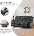 CANMOV Manual Reclining Sofa, 3 Seat Recliner Sofa with Armrest and Overstuffed Backrest, Couch Set for Living Room, Bedroom, Office, Grey