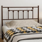 Metal Twin Size Headboard, Victorian Farmhouse Style Twin/Twin XL Headboard, Easy Assembly, Steel Headboard Only for Bedroom - Brown