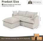 82” Modular Sectional Sofa, Comfy Down Fill Cloud Couch with Movable Ottoman, L Shaped Modular Small Couch with Washable Cover, Sectional Couches for Living Room Small Apartments, Light Gray