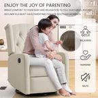 360 Swivel Rocker Recliner Chair for Adults, Nursery Chair for Small Spaces Living Room, Upholstered Fabric Glider Recliner, Lvory